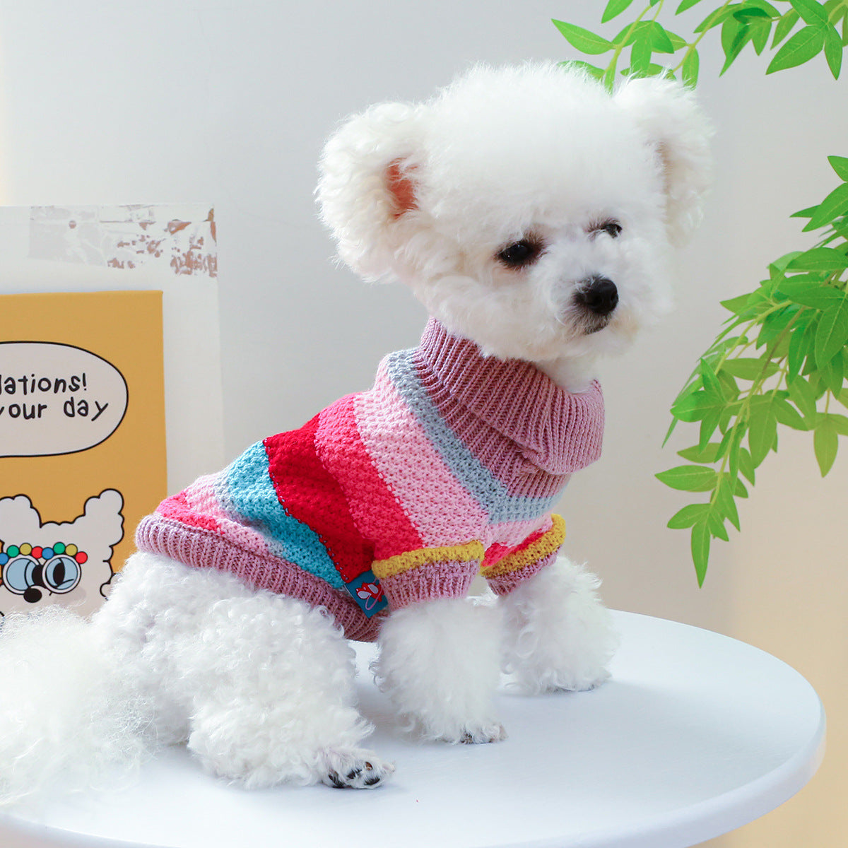 Pet Ring Comfortable Color Stripes Colorful Sweater - 0 - CJ