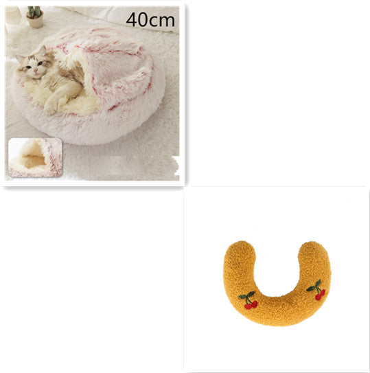 2 In 1 Dog And Cat Bed Pet Winter Bed Round Plush Warm Bed House Soft Long Plush Pets Bed Pet Products - 0 - CJ