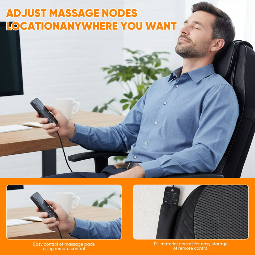 Back Massagers, Vibrating Heating Pad For Back, Massage Chair Pad For Pain Relief Deep Tissue - 5 - CJ