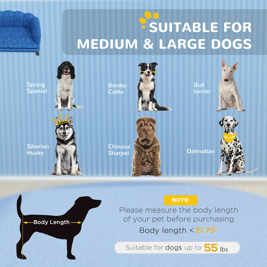 Pearl Design Pet Sofa for Medium and Large Sized Dogs, Pet Bed with Cushion and Solid Wood Legs, Dark Blue - 5 - CJ