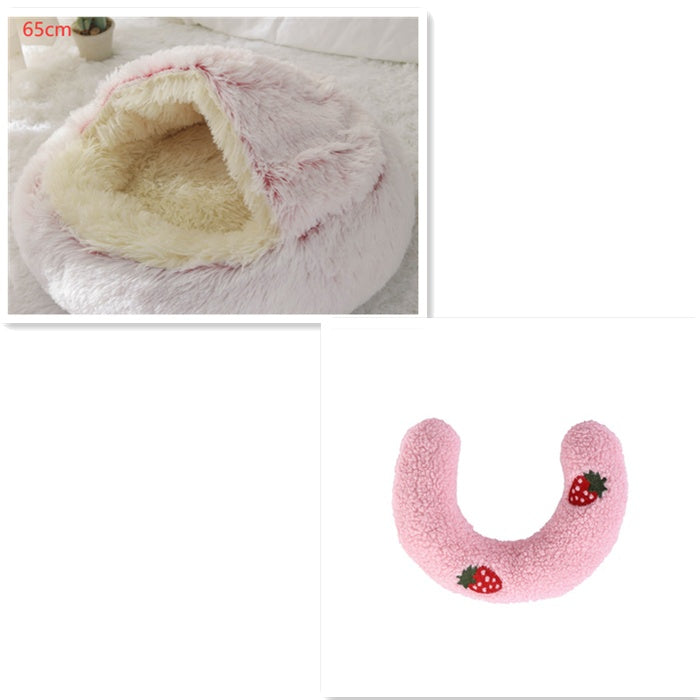 2 In 1 Dog And Cat Bed Pet Winter Bed Round Plush Warm Bed House Soft Long Plush Pets Bed Pet Products - 0 - CJ