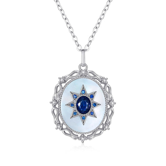 925 Silver Girl Natural Sapphire Necklace Versatile - 4 - CJ