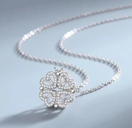 Flower Four Leaf Clower Hearts Necklace - 5 - CJ