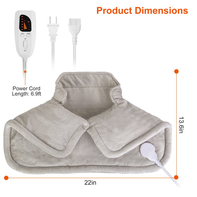 22.4 X 16.3 Inch Large Neck And Shoulder Weight Heating Pad Electric Heating Rapid Heating Pad Neck Wrap Cushion For Pain Relief With 6 Temperature Settings 4 Timer Modes Machine Washable - 5 - CJ