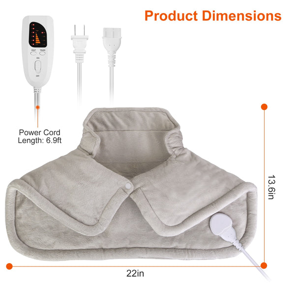 22.4 X 16.3 Inch Large Neck And Shoulder Weight Heating Pad Electric Heating Rapid Heating Pad Neck Wrap Cushion For Pain Relief With 6 Temperature Settings 4 Timer Modes Machine Washable - 5 - CJ