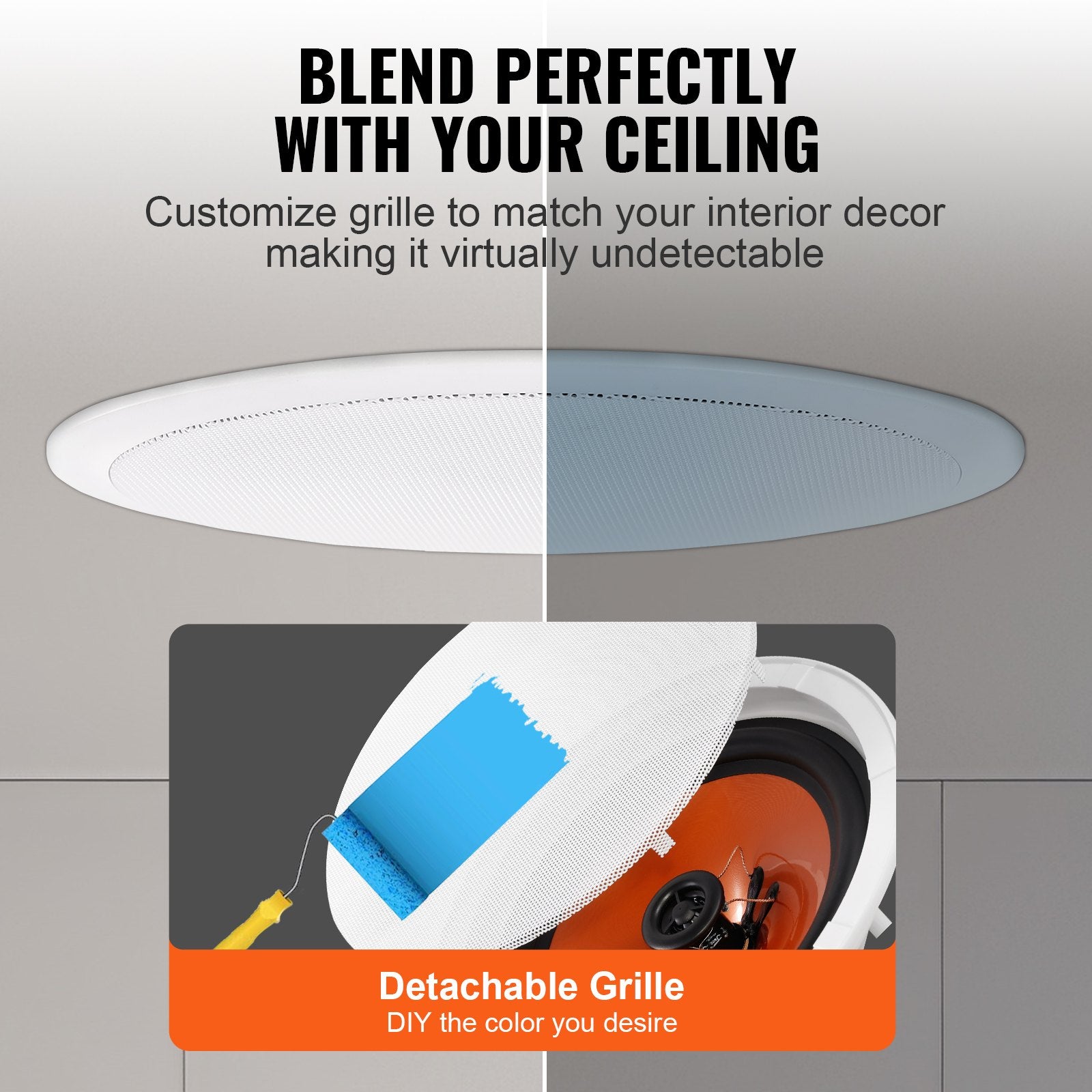 4 PCs 8 Inch In Ceiling Speakers, 100 - Watts, Flush Mount Ceiling & In - Wall Speakers System With 8ΩImpedance 89dB Sensitivity, For Home Kitchen Living Room Bedroom Or Covered Outdoor Porches - 5 - CJ