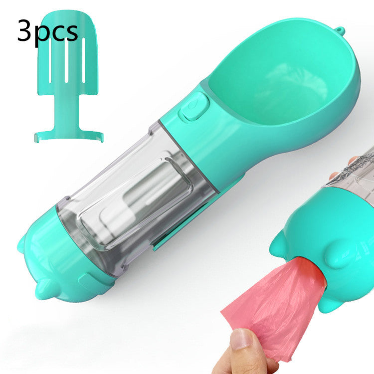 Pet Water Bottle Feeder Bowl Garbage Bag Storage Portable Pet Outdoor Travel 3 In 1 Dog Water Bottle - 0 - CJ