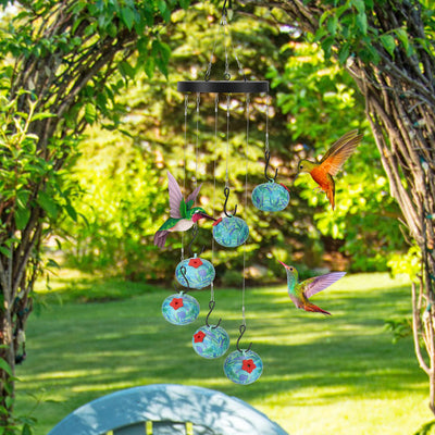 1Pc Wind Chimes Humming Bird Feeder Ant And Bee Proof Outdoor Hanging Hummingbird Feeder For Viewing Decoration For Garden Patio Yard Balcony - 5 - CJ