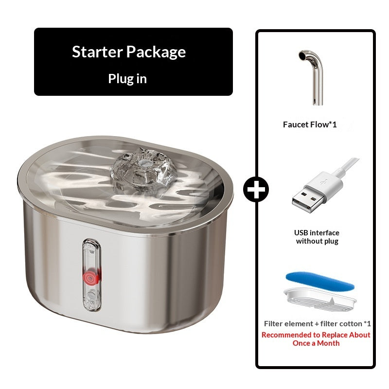 Pet Water Fountain 304 Stainless Steel Circulating Filtration For Cats - 0 - CJ
