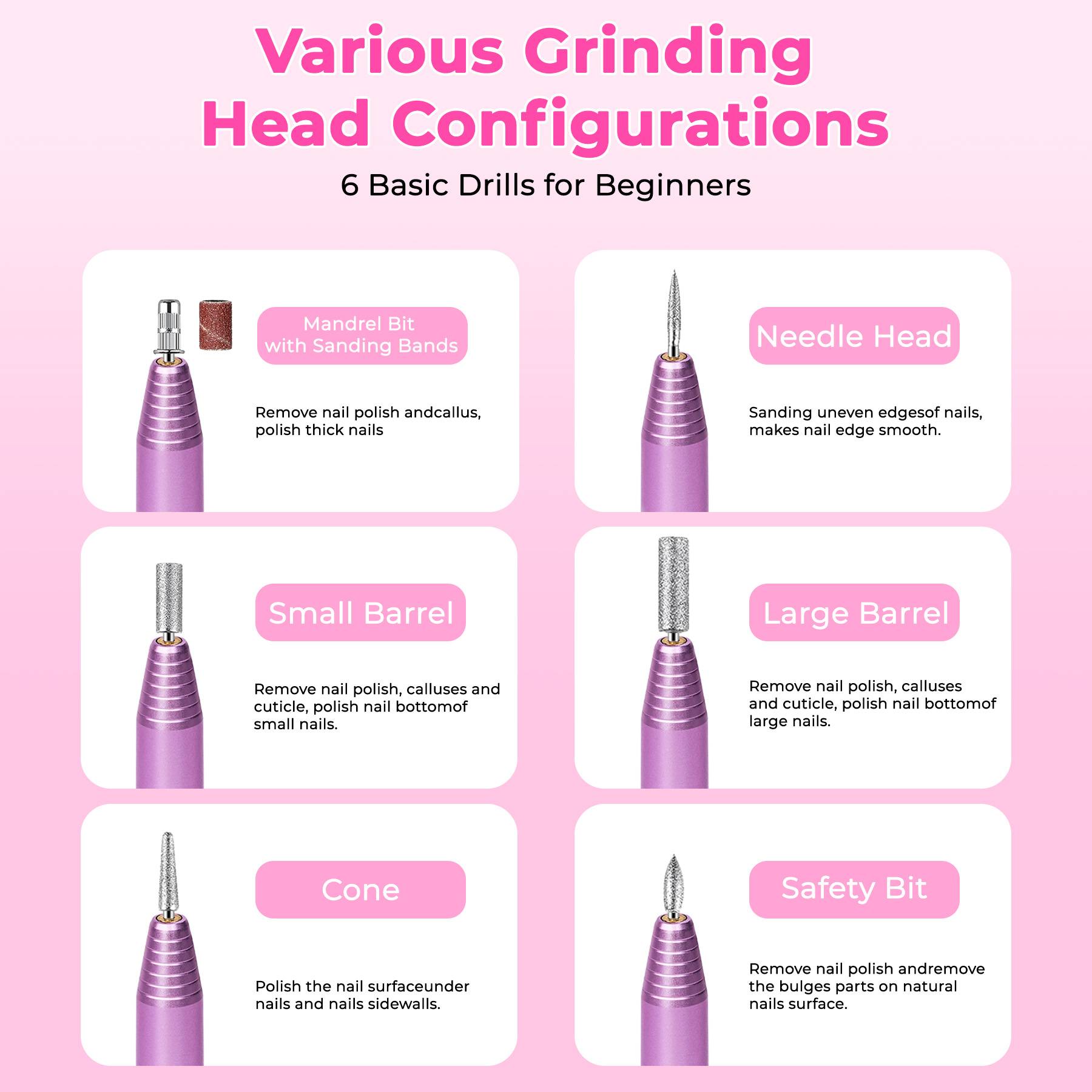 Professional Portable Electric Nail File Kit, Manicure With Nail Drill Bits - 5 - CJ