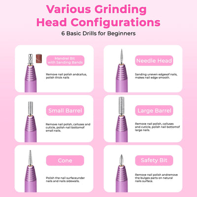 Professional Portable Electric Nail File Kit, Manicure With Nail Drill Bits - 5 - CJ