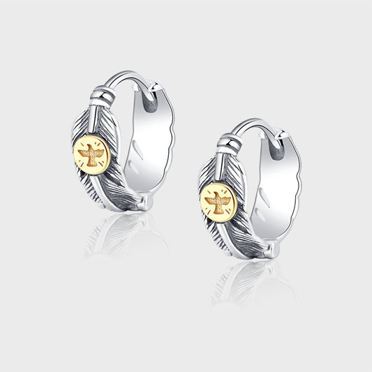 S925 Sterling Silver Heavy Industry Personality Thai Silver Bird Eagle Earring Earrings - 4 - CJ