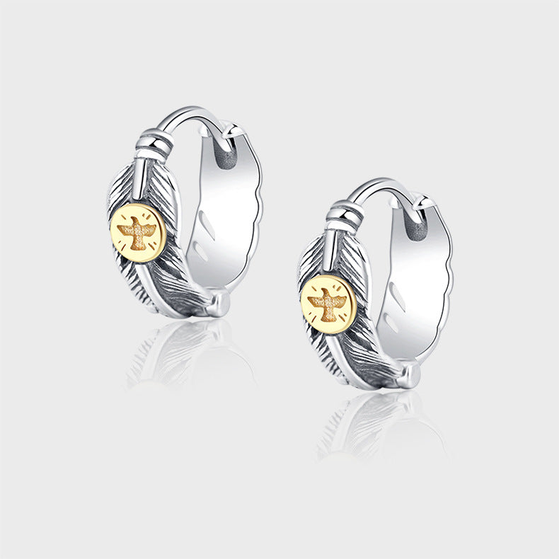 S925 Sterling Silver Heavy Industry Personality Thai Silver Bird Eagle Earring Earrings - 4 - CJ