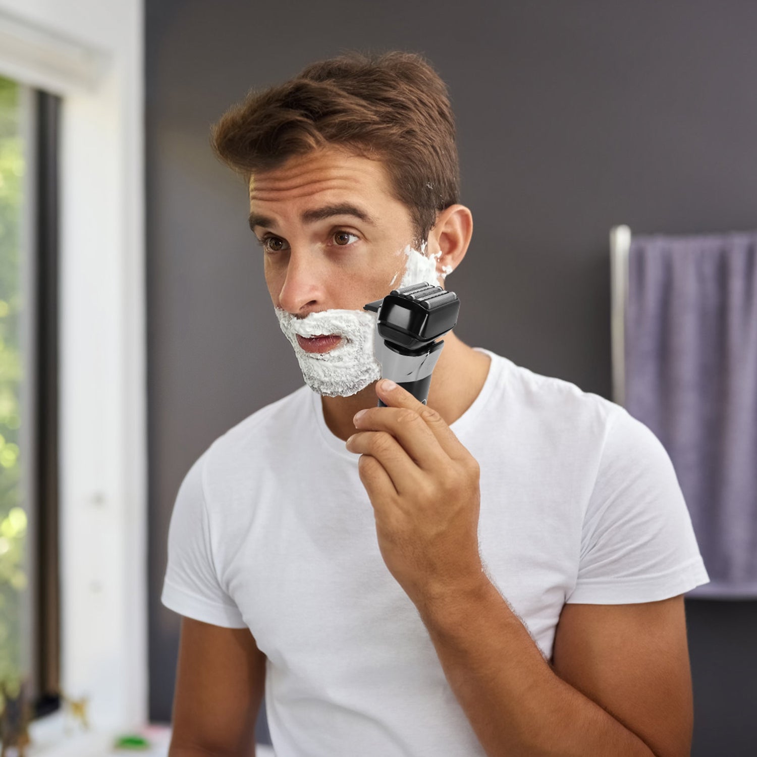 Electric Foil Face Shaver 5 - Blade Electric Razor For Men Wet & Dry Jawline Beard Trimmer Precision Sideburn Shavers IPX6 Waterproof With LED Display Cleaning Brushes - 5 - CJ
