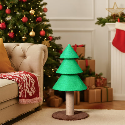31.5in Christmas Tree Cat Scratcher, Cat Scratching Post For Indoor Cats, Large Sisal Cat Scratching Tree Cat Scratch Tower, Green - 5 - CJ