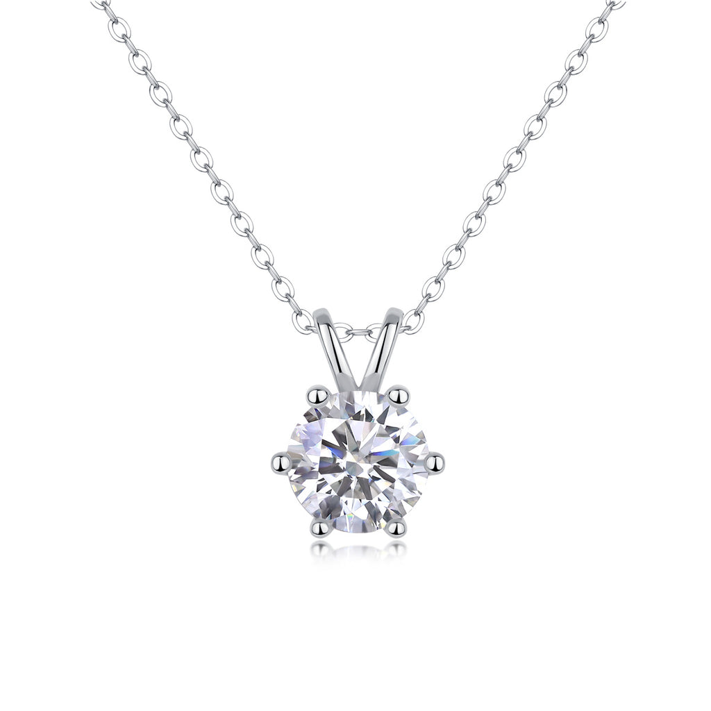 Romantic Mark Luxury Fashion Diamond Pendant Necklace Set With Mosan Diamond Silver Ornaments