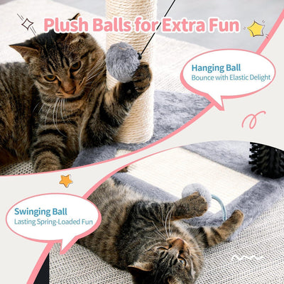 Small 4 - in - 1 Cat Tree Tower With Self - grooming Brush And Natural Sisal Scratching Post, Soft Plush Cat Bed And Hanging Ball, Suitable For Indoor Kittens - 5 - CJ