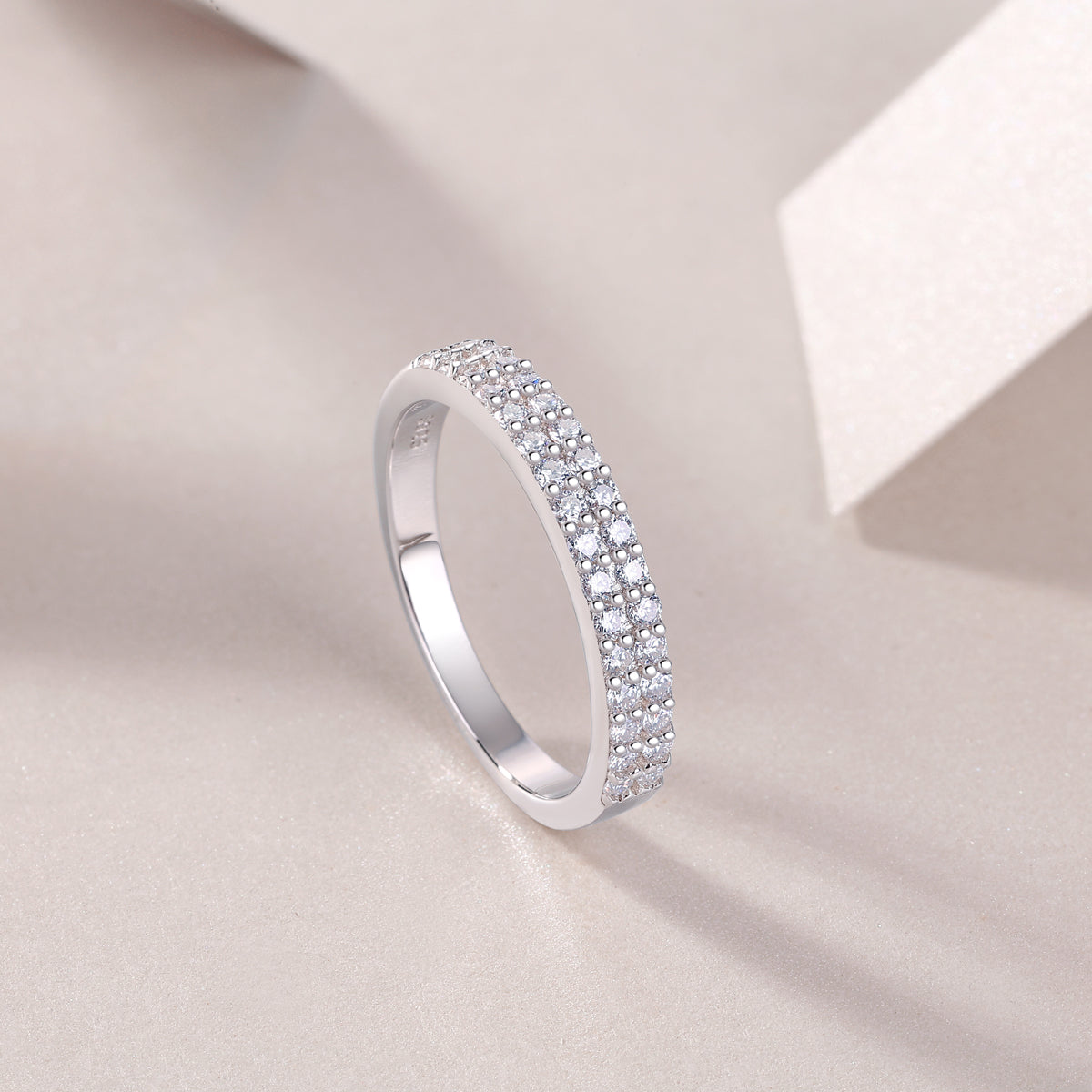 1Luxury Fashion Double Row Diamond Ring With Moissanite Silver Ring Prohibit TikTok sales - 5 - CJ