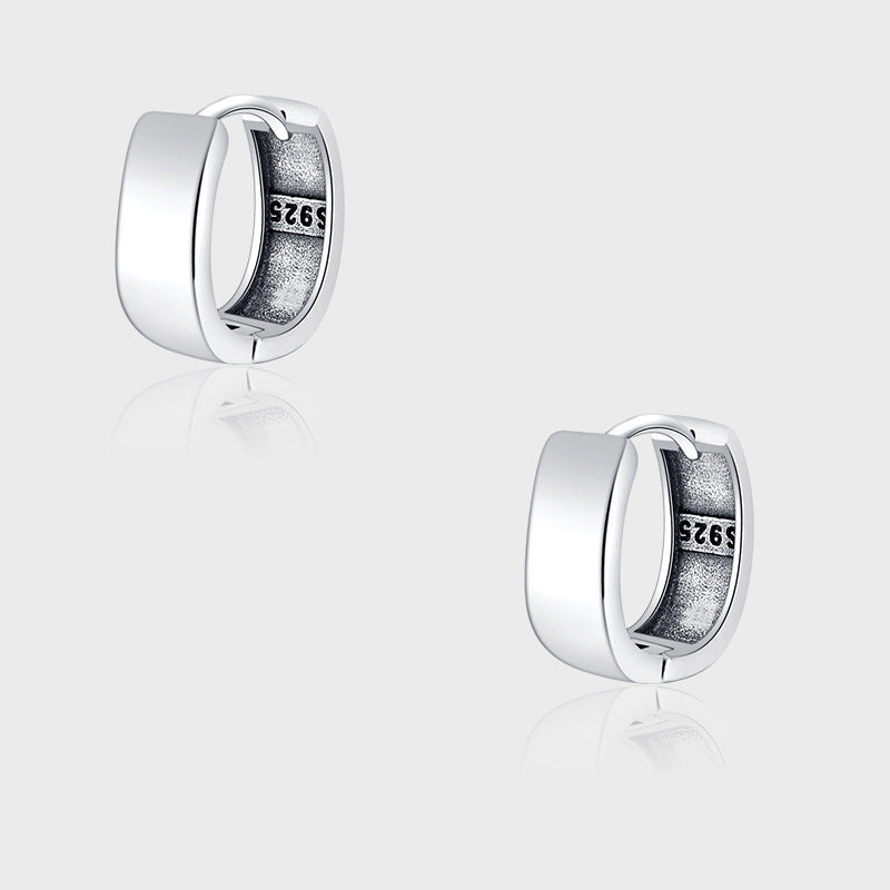 925 Silver Tide Retro Thai Silver Smooth Faced Small Group Premium Round Ear Buckle Earrings - 4 - https://x.com/titan_prim62775J