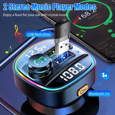 Bluetooth 5.0 Car Wireless FM Transmitter Adapter USB PD Charger AUX Hands - Free Noise Reduction Audio Receiver Car Kit Handsfree Dual - 5 - CJ