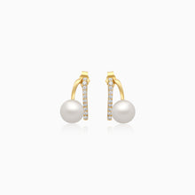 Danah Yellow Gold Earrings 18 Karat With Pearls And Zircon Stones - 5 - CJ