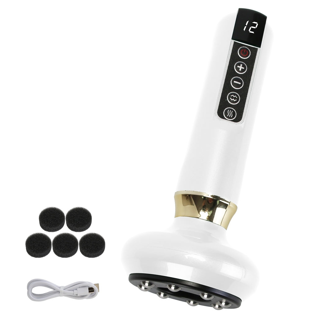 1Pc Anti Cellulite Massager Handheld Vacuum Suction Cupping Kit Beauty Tool With 12 Suction Mode 12 Heating 20Mins Auto-Off One-Key Pressure Release For Abdomen Thighs Buttocks Neck