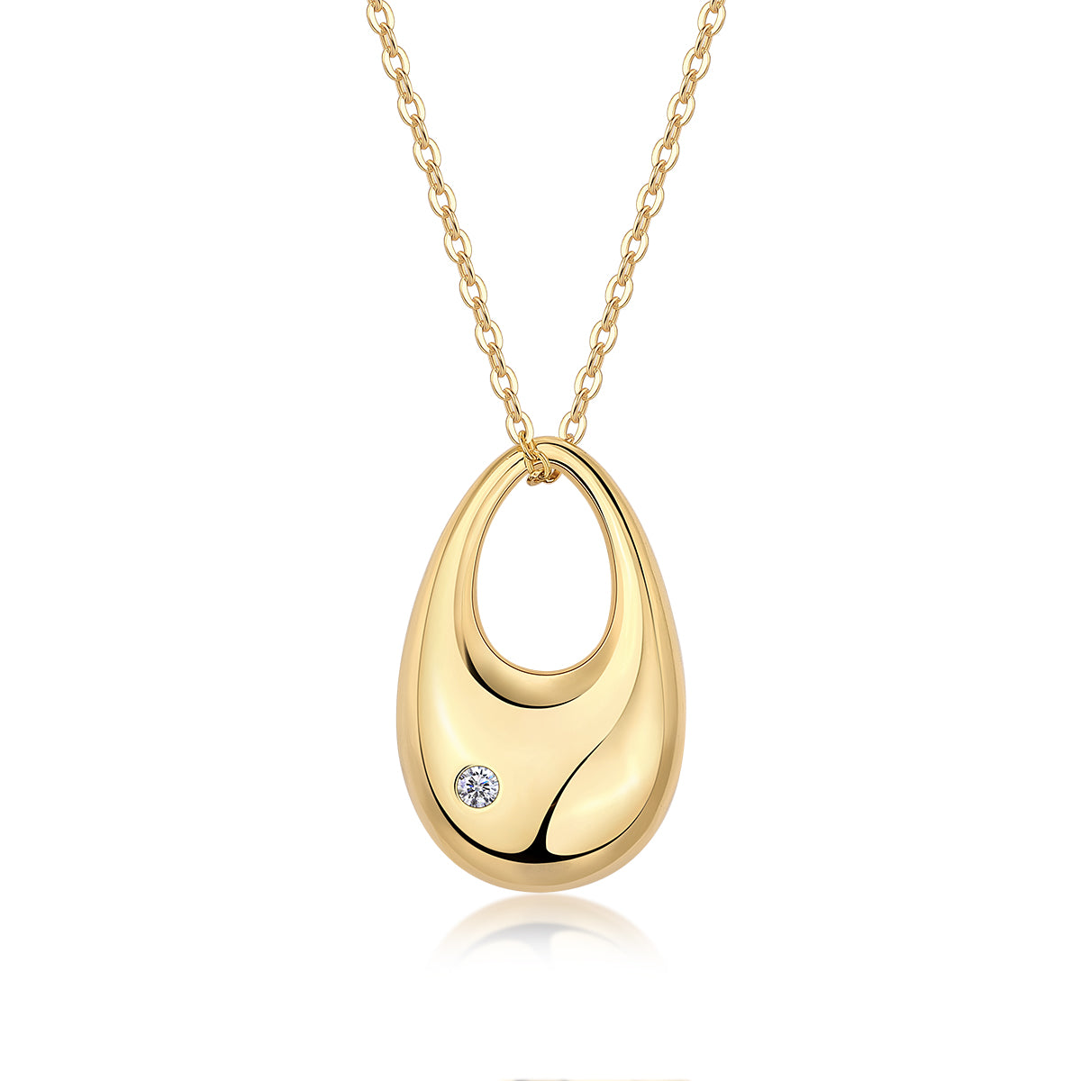 1Evening Love - A Fashionable And Trendy Diamond Pendant Necklace Set With Moissanite S925 Sterling Silver And Gold Plating Prohibit TikTok sales - 5 - CJ