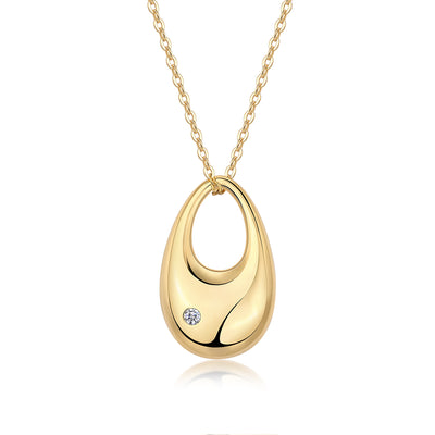 1Evening Love - A Fashionable And Trendy Diamond Pendant Necklace Set With Moissanite S925 Sterling Silver And Gold Plating Prohibit TikTok sales - 5 - CJ