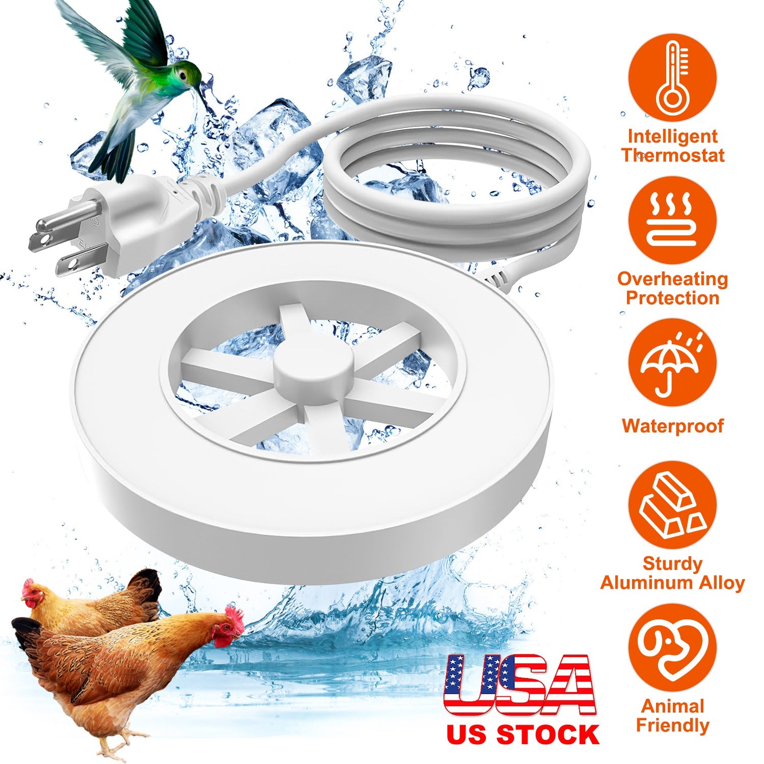 70W Bird Bath Heater For Outdoors Winter Heated Bird Bath Deicer Waterproof Aluminum Alloy Water Heater With Thermostat Auto Shutdown For Yard Patio Farm - 5 - cjdroshippping