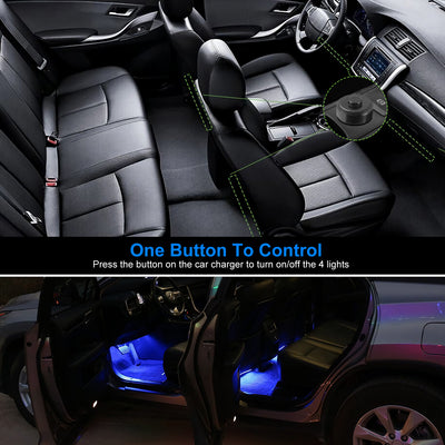 4Pcs Car Interior LED Atmosphere Light Car Charge Decorative Lamp DC 12V Blue Light - 5 - CJ