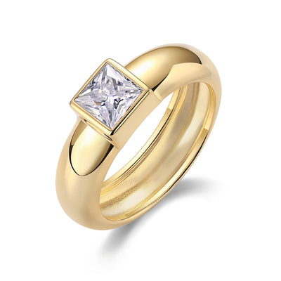 1Square Diamond Ring Wedding Ring Luxury Fashion Set Moissanite Silver Ring Prohibit Tk Sales - 5 - CJ