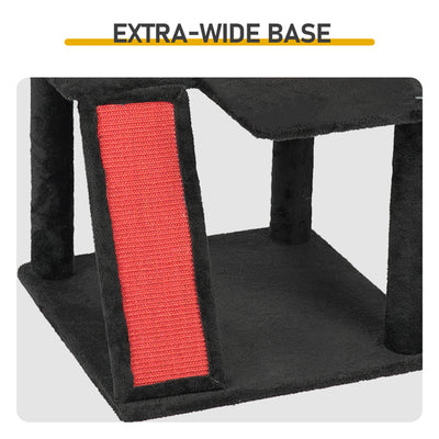 Gothic Cat Tree, Halloween Cat Tower Cat Tree With Spacious Cat Condo, Brach Shaped Scratching Post, Scratching Ladder, Spider Toy For Indoor Cats, Red & Black - 5 - cjdroshippping