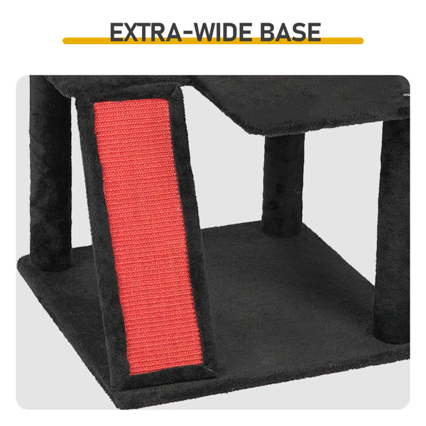 Gothic Cat Tree, Halloween Cat Tower Cat Tree With Spacious Cat Condo, Brach Shaped Scratching Post, Scratching Ladder, Spider Toy For Indoor Cats, Red & Black - 5 - cjdroshippping