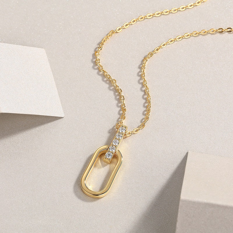 1Light And Shadow Geometry - A Fashionable And Trendy Diamond Jewelry Necklace Pendant Set With Moissanite S925 Sterling Silver And Gold Plating Prohibit TikTok sales - 5 - CJ