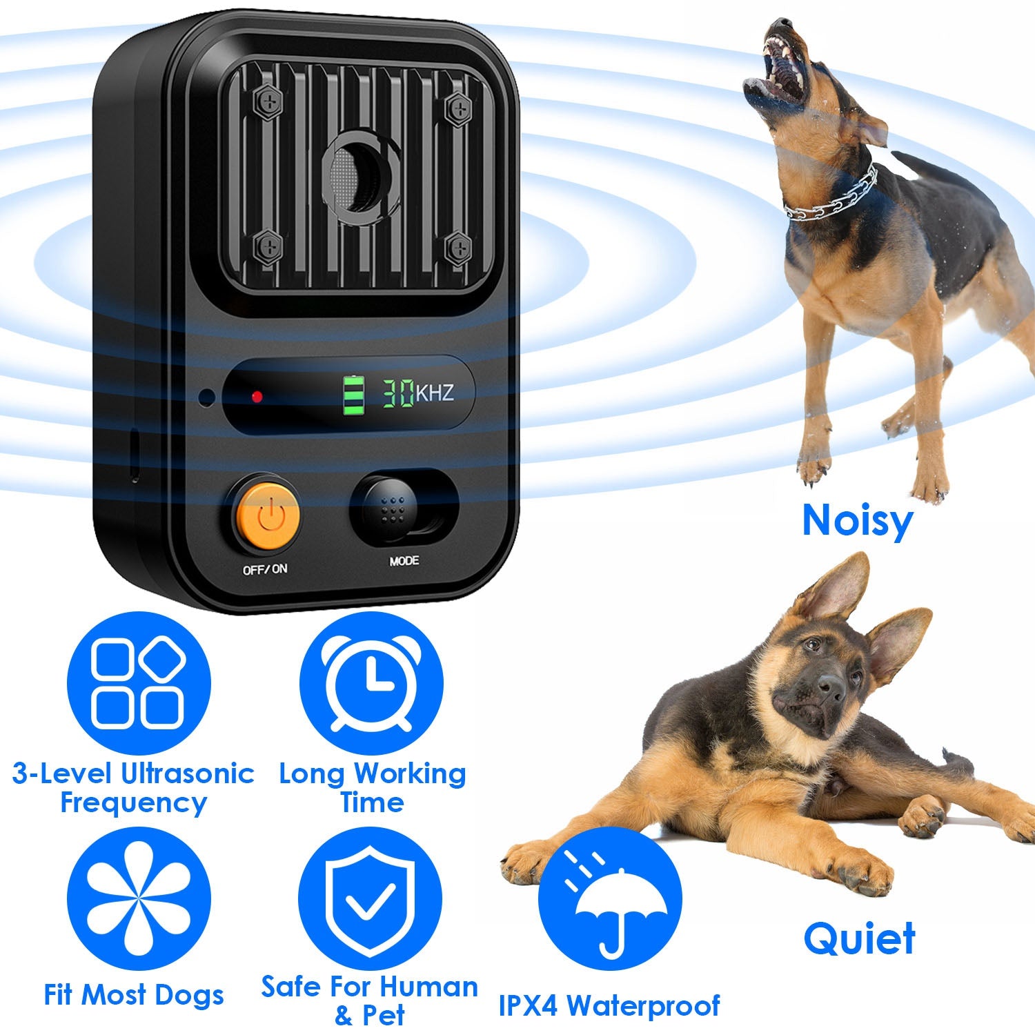 Black - Green Color Options - 1Pc Ultrasonic Anti - Barking Device Rechargeable Auto Dog Bark Control Deterrent Box Training Device IPX4 Waterproof With 3 Frequency Max 32.8Feet Sensing Distance For Most - 5 - CJ