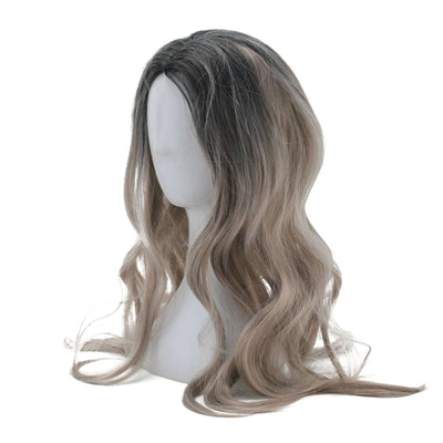 Brown Gold Blonde Long Wavy Wig Synthetic Curly Hair Cosplay Fashion - 5 - CJ