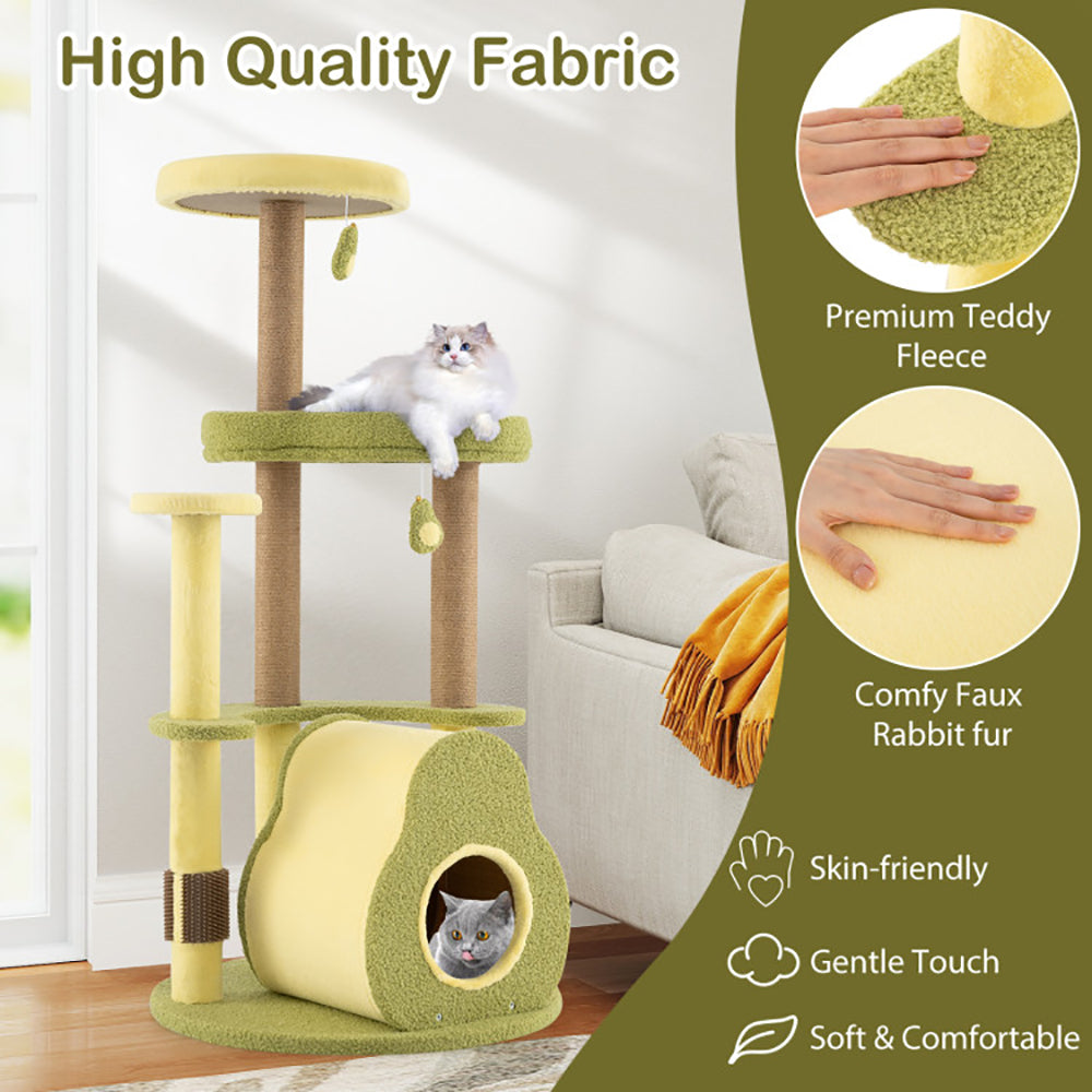 Freestanding Multi - level Avocado Cat Tower With Private Condo - 5 - CJ