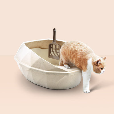 Plastic Anti - sputtering Diamond - shaped Semi - enclosed Cat Litter Box - 0 - CJ