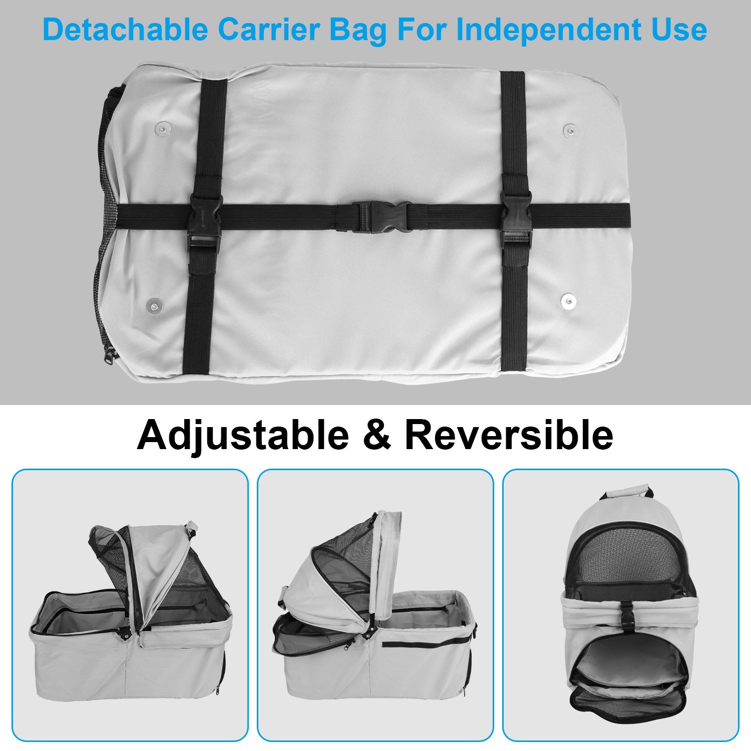 1Pc 4 - Wheels Pet Stroller Foldable Carrier Strolling Cart Travel Jogger Pet Stroller With Removable Liner Storage Basket For Dog Cat - 5 - CJ