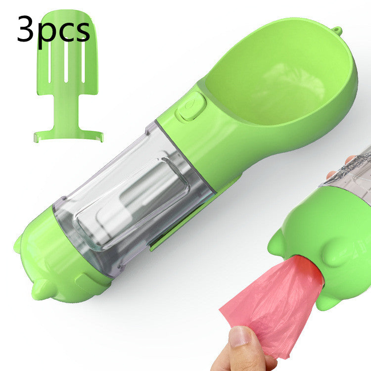 Pet Water Bottle Feeder Bowl Garbage Bag Storage Portable Pet Outdoor Travel 3 In 1 Dog Water Bottle - 0 - CJ