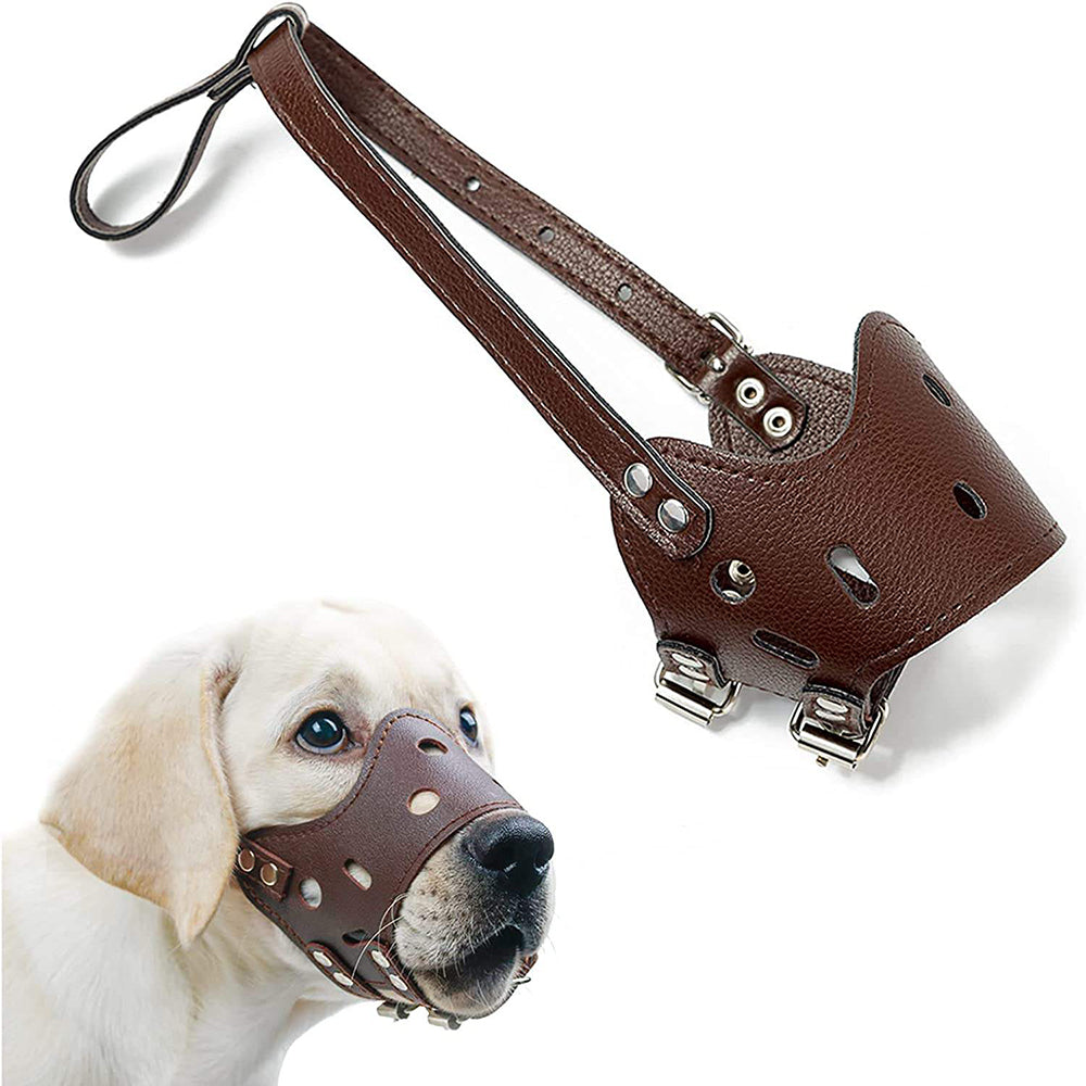 Dog Muzzle Leather, Comfort Secure Anti - Barking Muzzles For Small Medium Large Dogs, Breathable And Adjustable, Allows Drinking And Panting, Used With Collars - 5 - CJ