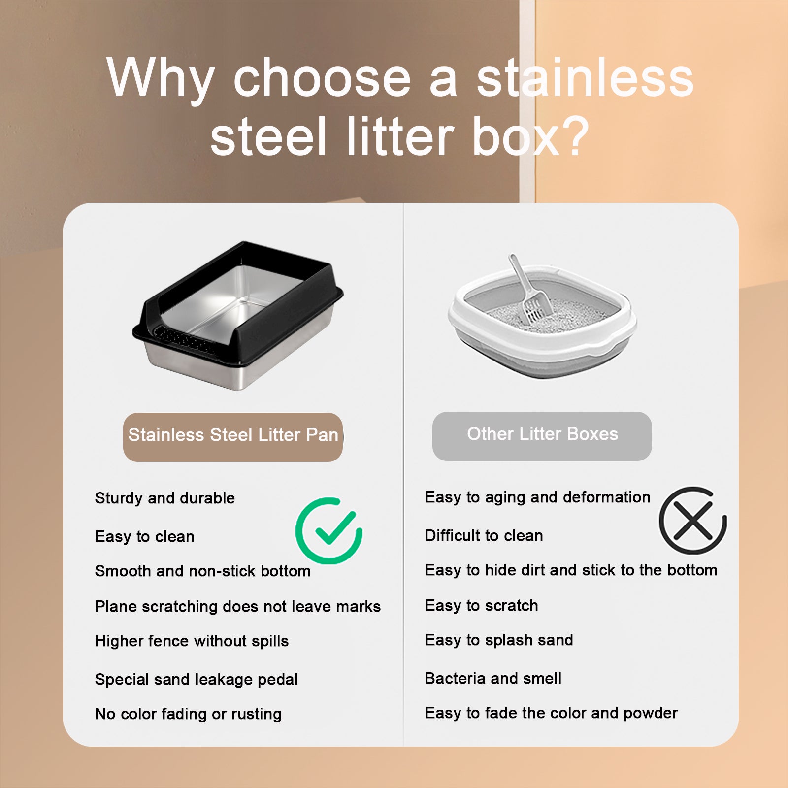 Oversized Stainless Steel Litter Box, Semi - enclosed Splash - proof And Leak - proof Design, Removable Lid, Suitable For Big Cats, And More - 5 - CJ