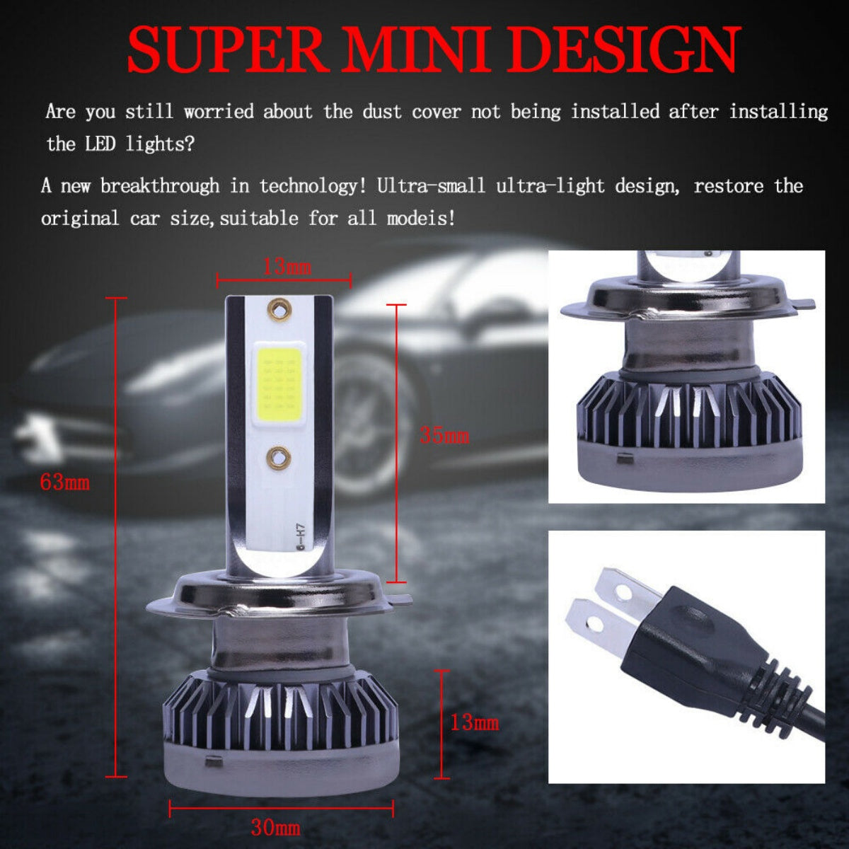 Pair H7 LED Headlight Bulb Kit High Low Beam 8000K Super Blue 26000LM Light Bulb - 5 - CJ