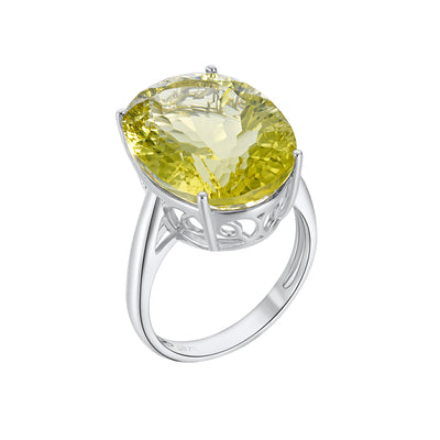 Natural Gem Inlaid Ring Female S925 Sterling Silver Lemon Crystal Luxury Ring - 4 - CJ