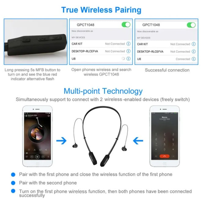 Wireless Neckband Sweatproof Sports Earphones