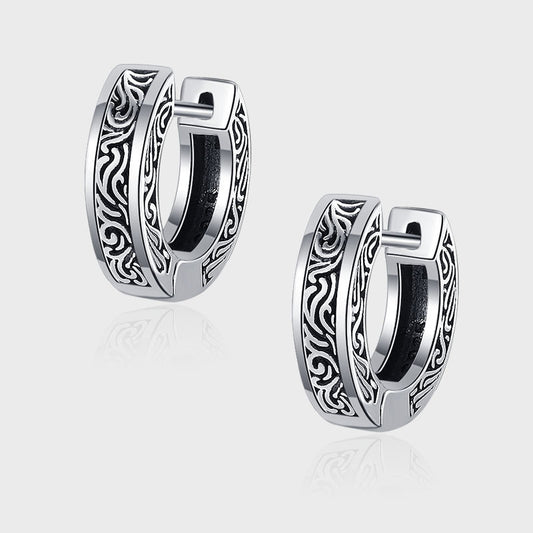 S925 Sterling Silver Small Popular Design Vintage Worn Earrings - 4 - https://x.com/titan_prim62775J