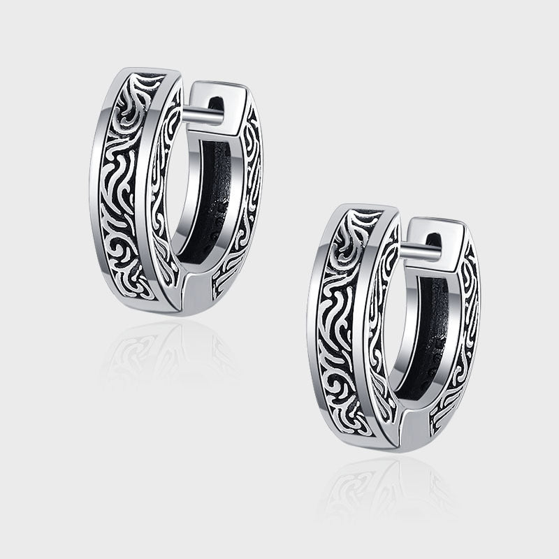 S925 Sterling Silver Small Popular Design Vintage Worn Earrings - 4 - https://x.com/titan_prim62775J