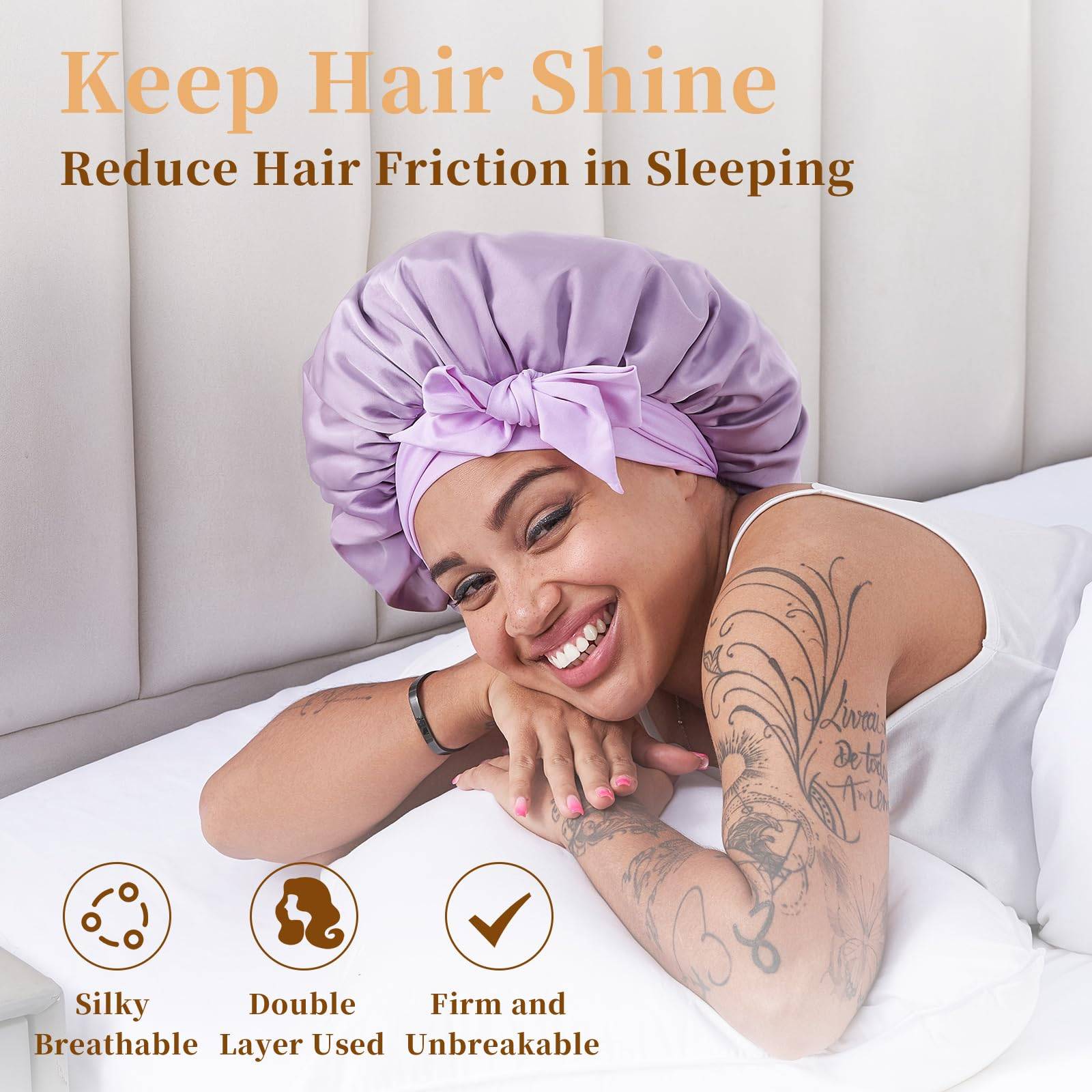 Silk Bonnet, Satin Hair Bonnet For Sleeping For Wavy Curly Natural Hair - 5 - CJ