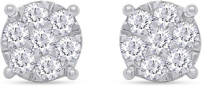 SAVEARTH DIAMONDS Carat Round Cut Lab Created Moissanite Diamond Cluster Stud Earrings In 14k Gold Over Sterling Silver Jewelry For Women - 5 - CJ
