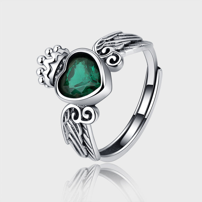 925 Sterling Silver Ring Women Fashion Personality Zircon Love Crown - 4 - CJ
